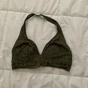 Green halter aerie bralette